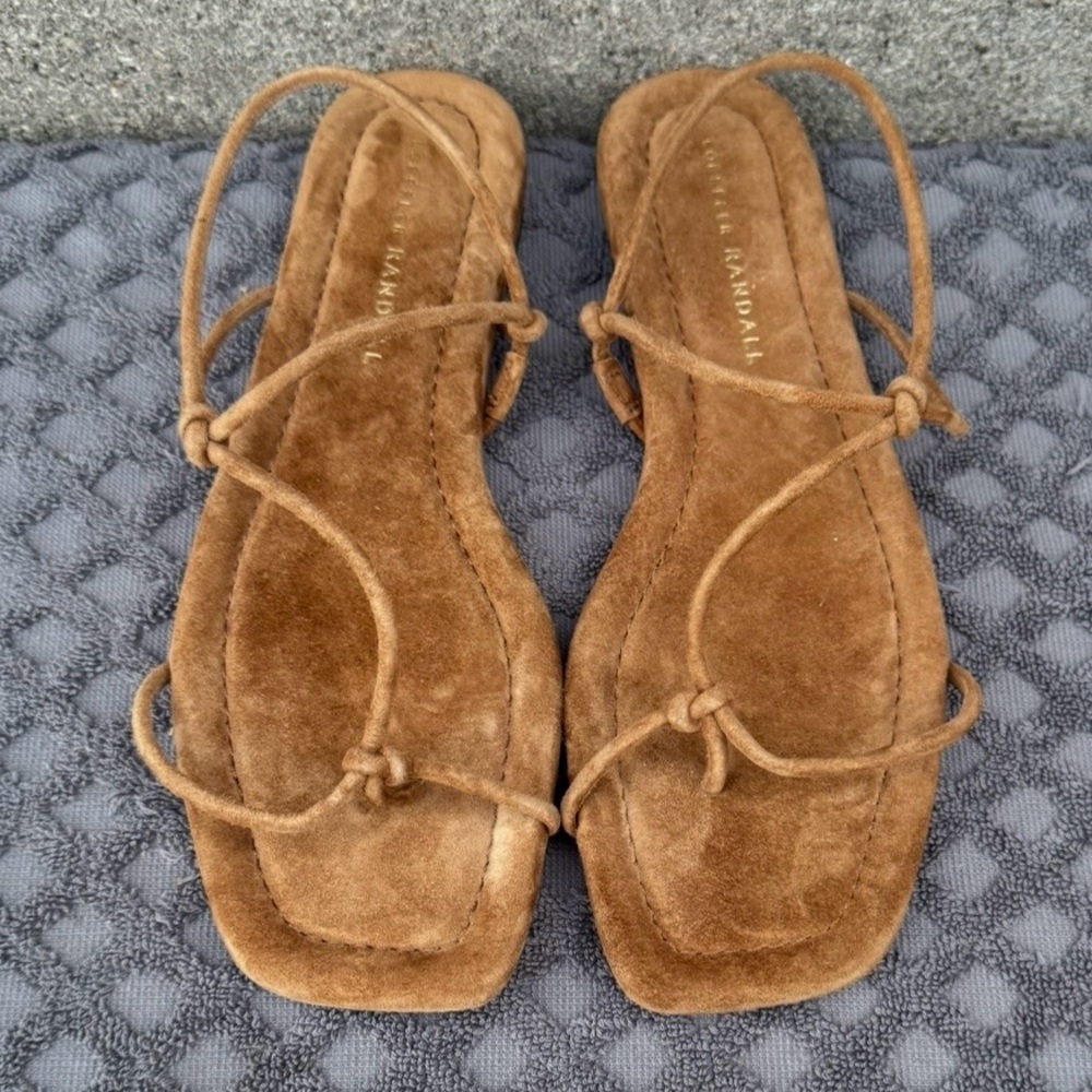 NEW Loeffler Randall Women Eleanor Flat Cacao Suede Sandals Size 10.5 B
